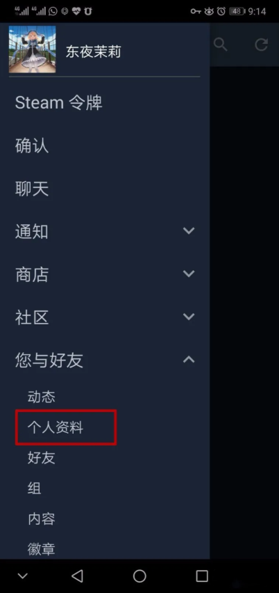 steam手机版个人链接怎么复制