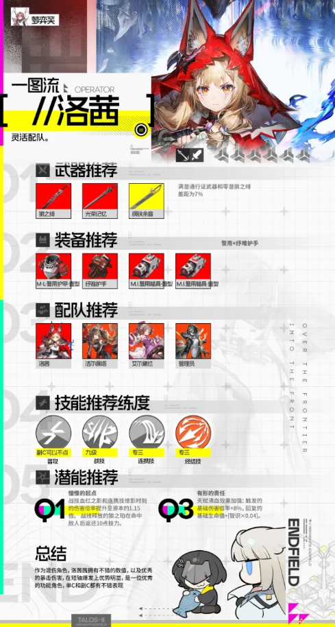 明日方舟终末地洛茜碎冰队怎么配队 终末地洛茜配队攻略