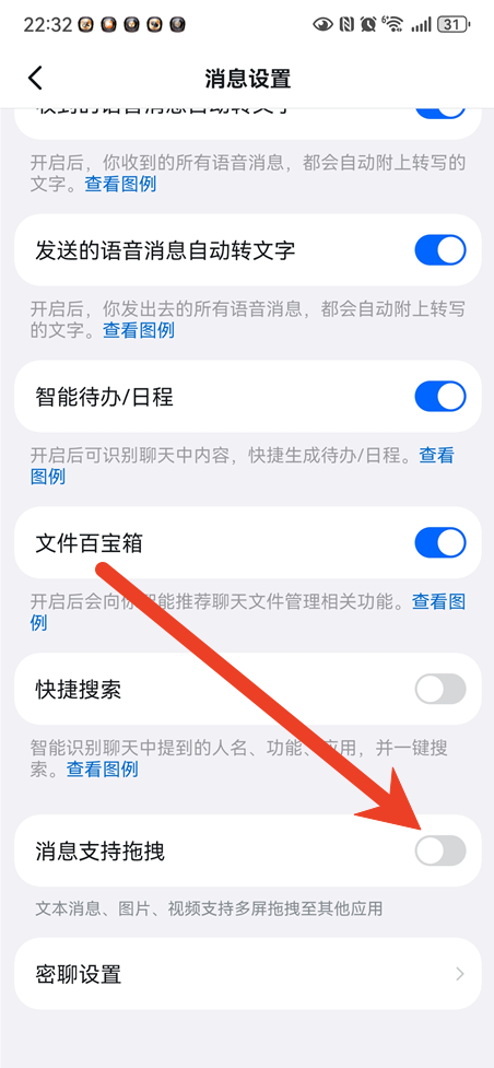 钉钉怎么开启支持文件拖拽功能