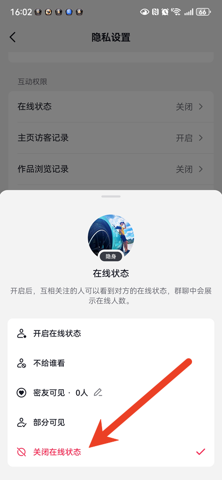 抖音怎么设置不在线状态